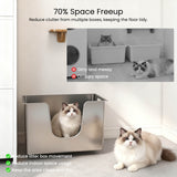 Fenlow | Cat Litter Box Stainless Steel High Edges Curved Entry for All Sizes