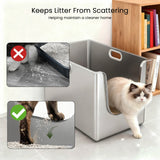 Pawtropolis | Cat and Rabbit Litter Box Stainless Steel High-Sided Curved Entry