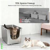 Pawtropolis | Cat and Rabbit Litter Box Stainless Steel High-Sided Curved Entry