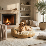 Snuggly | Round Dog Bed Orthopedic Memory Foam with Bolster Non-Slip
