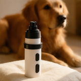 Brindlo Grooming Tool resting on cushion with dog